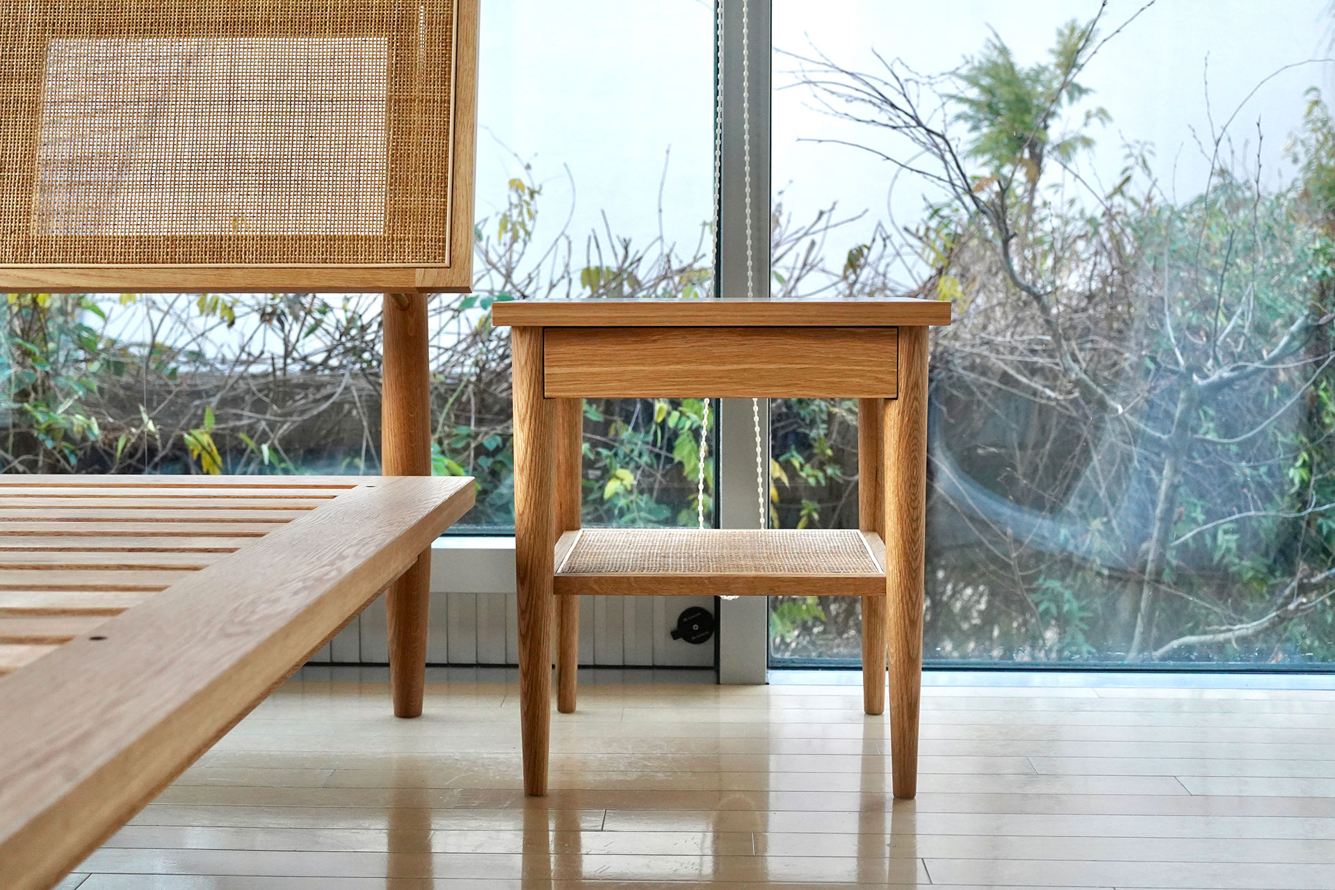 北海道手作り家具 ナラ（楢）材 マルチサイドテーブルＳ ミニ